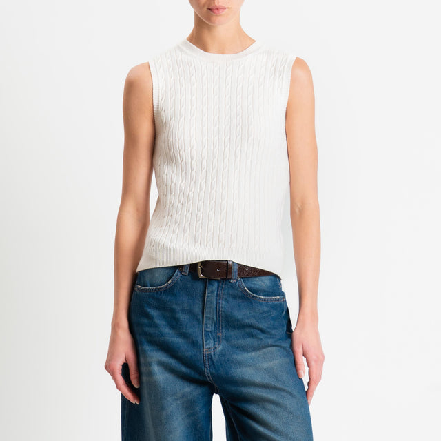 Philia Loft-Gilet trecce bordi a coste - burro