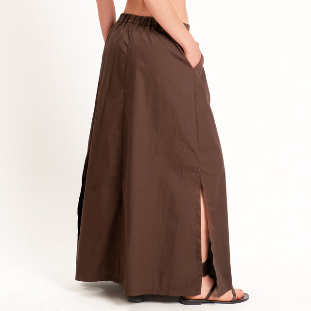 Philia Loft-Gonna spacchi laterali elastico dietro - cocco