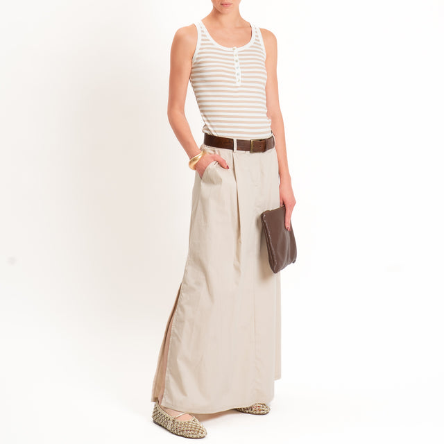 Philia Loft-Gonna spacchi laterali elastico dietro - sabbia