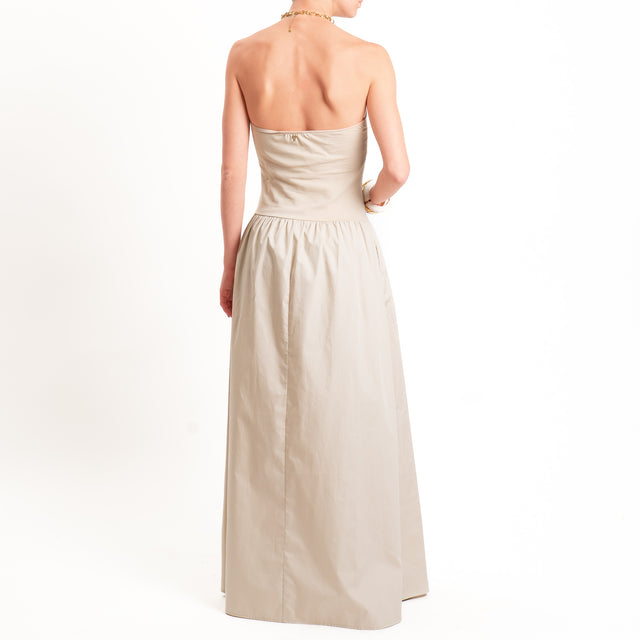 Philia Loft-Abito a fascia doppio tessuto - beige