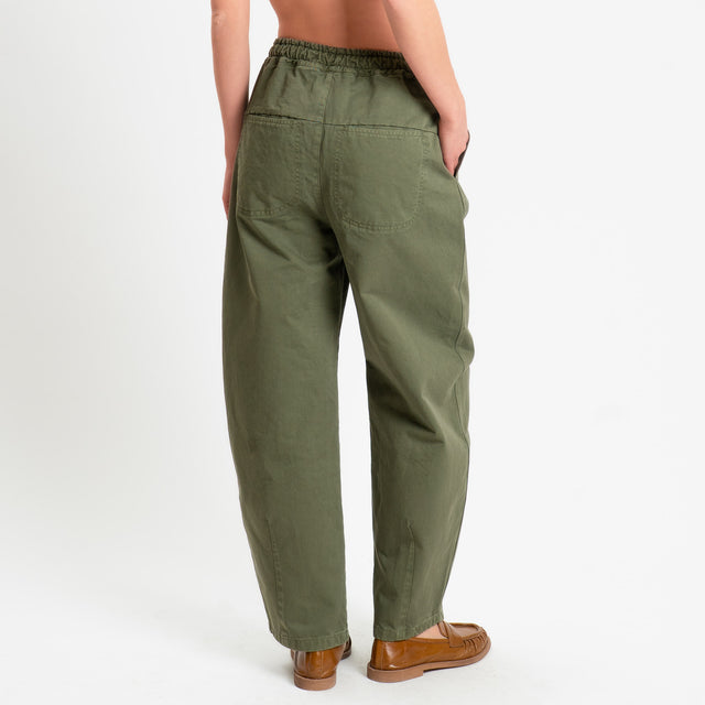 Philia Loft -Pantalone elastico in vita con coulisse - kaki