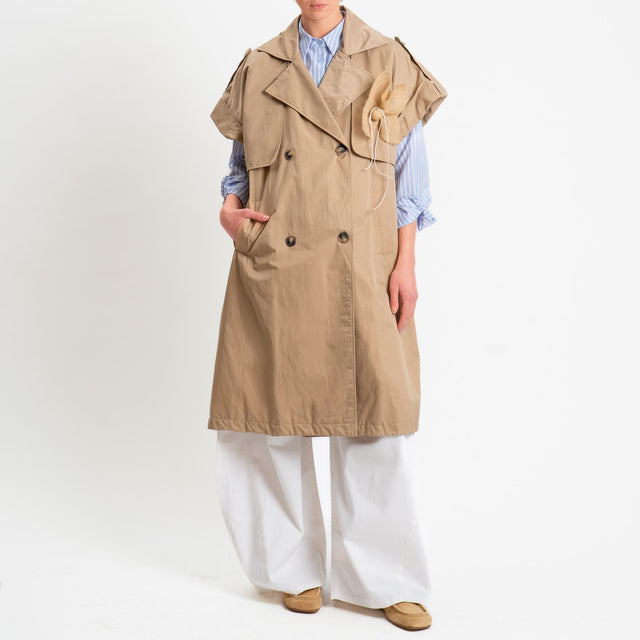 Philia Loft-Trench over in popeline doppio petto - sabbia