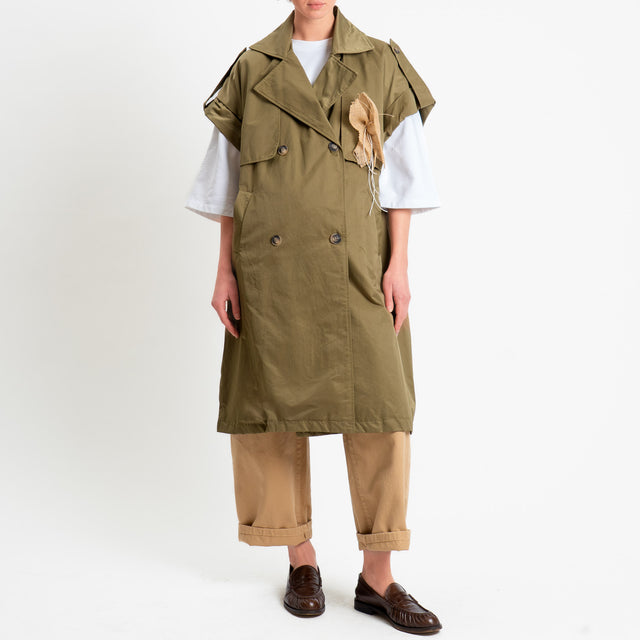 Philia Loft-Trench over in popeline doppio petto - militare