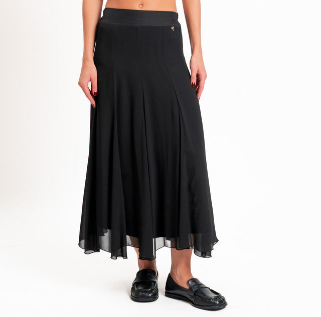 Philia loft-Gonna viscosa elastico dietro - nero