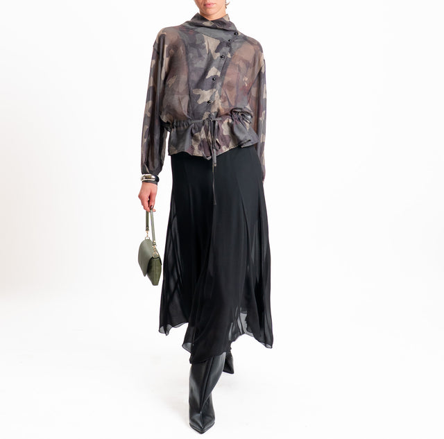 Philia loft-Gonna viscosa elastico dietro - nero