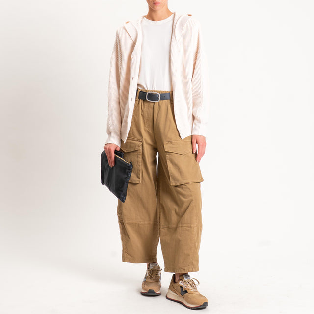 Souvenir-Pantalone cargo elastico in vita - kaki