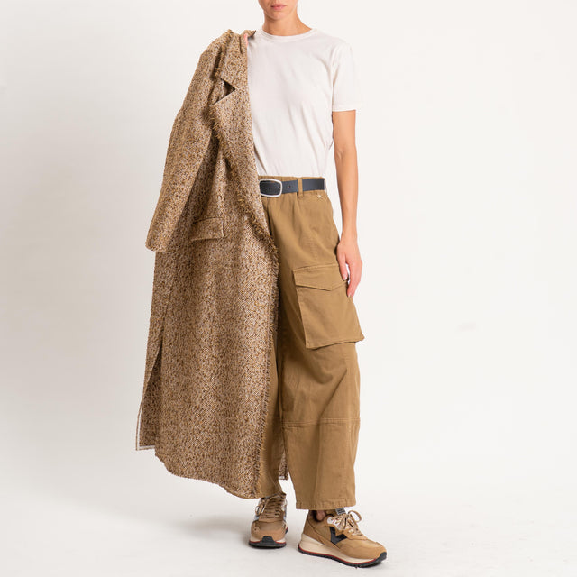 Souvenir-Pantalone cargo elastico in vita - kaki