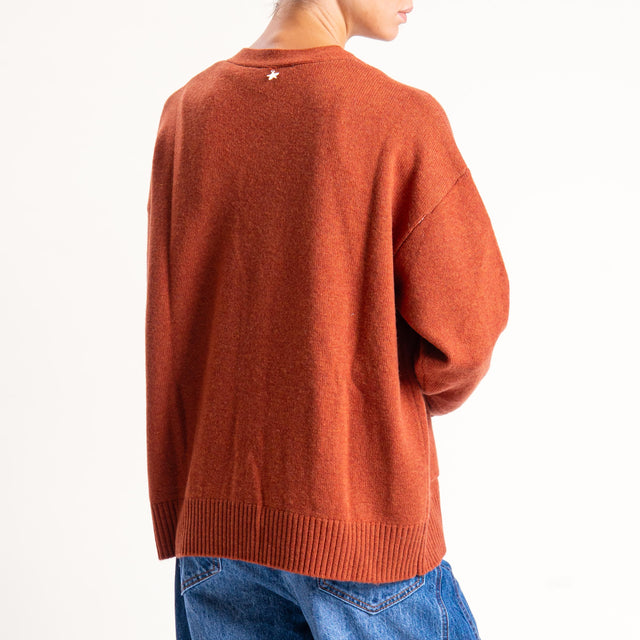 Souvenir-Cardigan scatola con tasche 100% lana - mattone