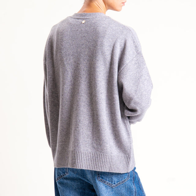 Souvenir-Cardigan scatola con tasche 100% lana - grigio melange