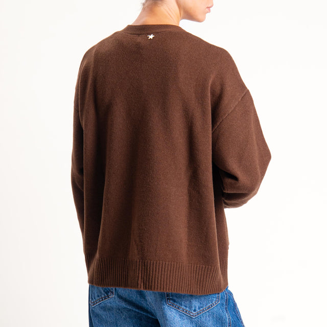 Souvenir-Cardigan scatola con tasche 100% lana - moro