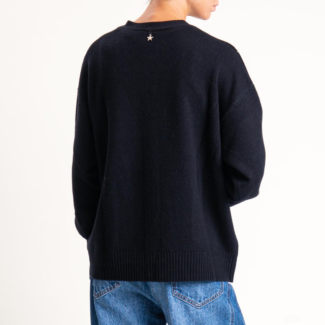 Souvenir-Cardigan scatola con tasche 100% lana - nero