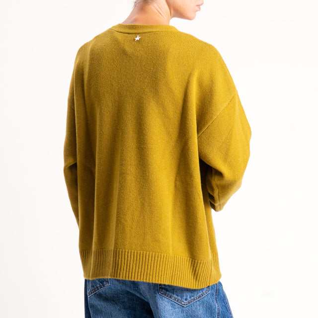 Souvenir-Cardigan scatola con tasche 100% lana - olio