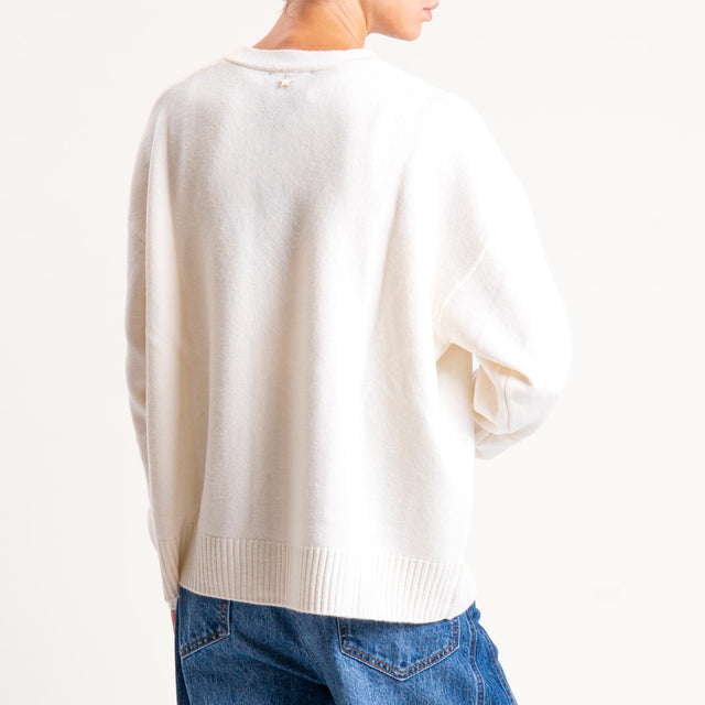 Souvenir-Cardigan scatola con tasche 100% lana - panna