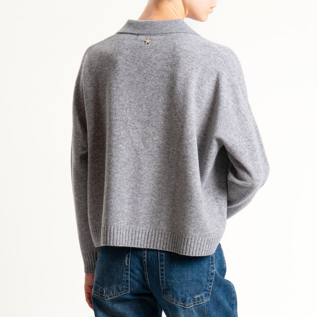 Souvenir-Maglia polo scatola 100% lana soft - grigio