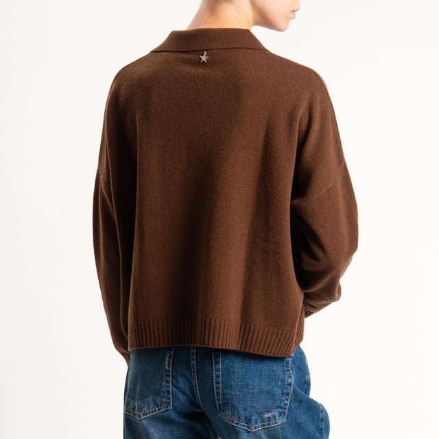 Souvenir-Maglia polo scatola 100% lana soft - moro