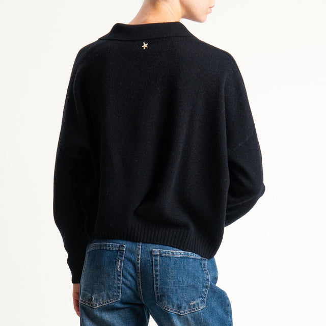 Souvenir-Maglia polo scatola 100% lana soft - nero