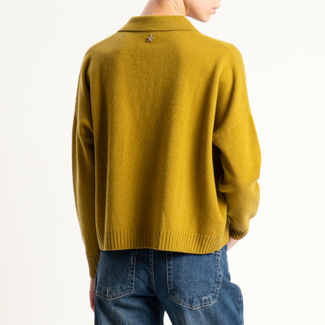 Souvenir-Maglia polo scatola 100% lana soft - olio