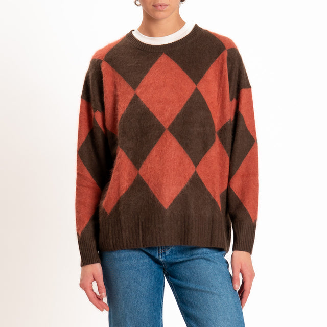 Souvenir-Maglia misto cashmere rombi - moro/blush