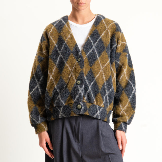 Souvenir-Cardigan misto lana rombi - olio/antracite