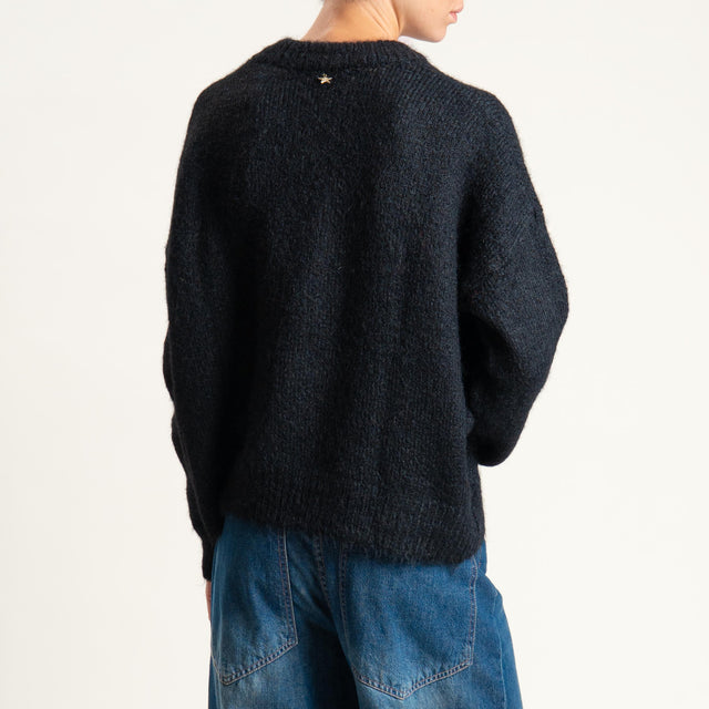 Souvenir-Maglia mohair con patch - nero