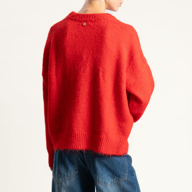 Souvenir-Maglia mohair con patch - rosso