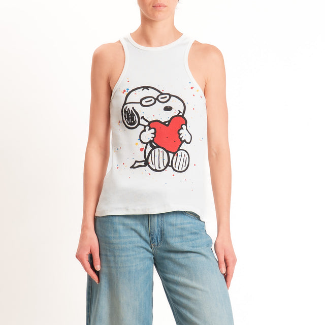 Souvenir-Top Snoopy a costine elasticizzato - bianco