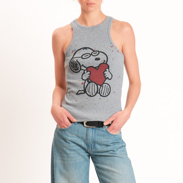 Souvenir-Top Snoopy a costine elasticizzato - grigio