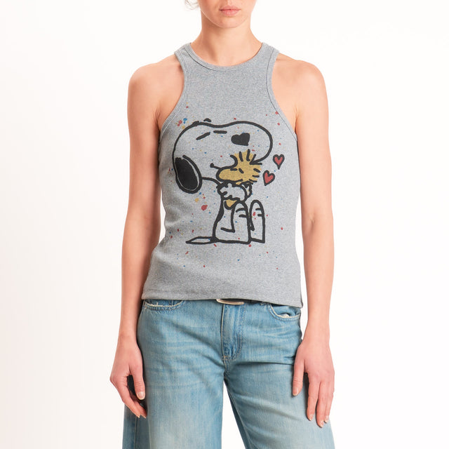 Souvenir-Top Snoopy a costine elasticizzato - grigio