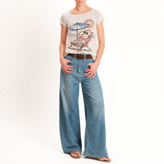 Souvenir-T-shirt righe SNOOPY - sand/rame