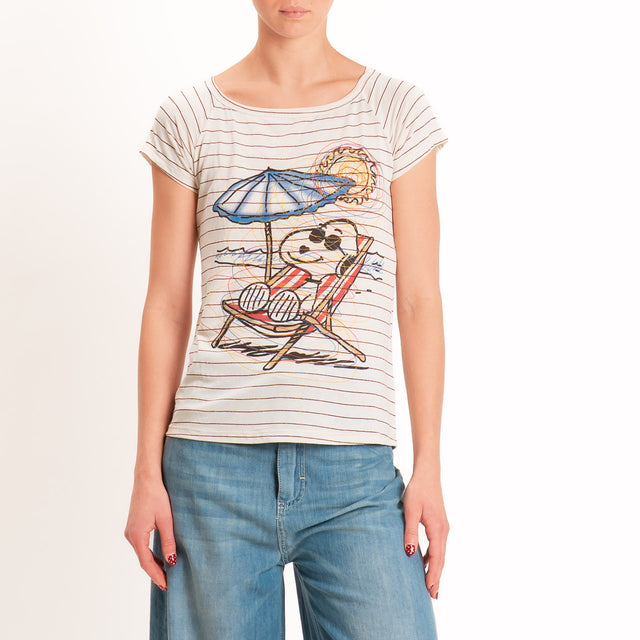 Souvenir-T-shirt righe SNOOPY - sand/rame