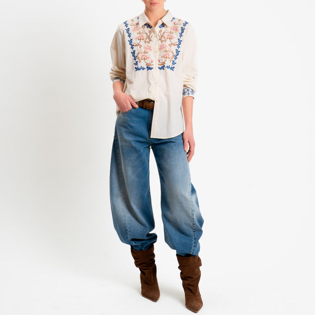 Souvenir-Camicia ricamata - burro