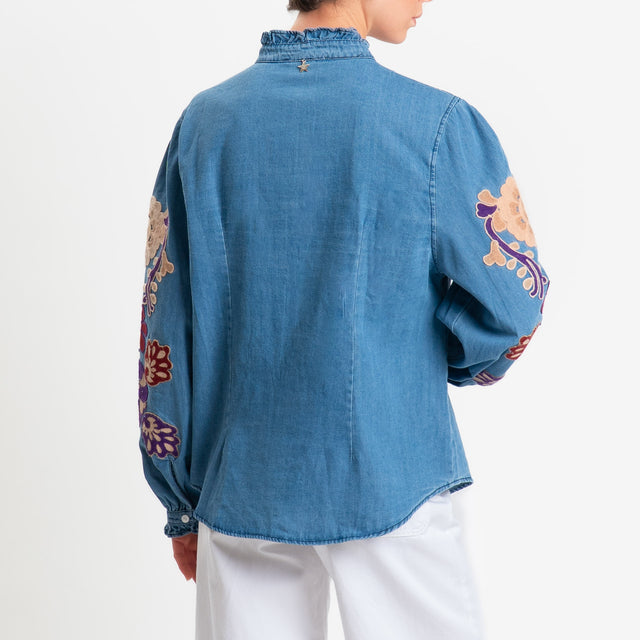 Souvenir-Camicia chambray con ricami - denim