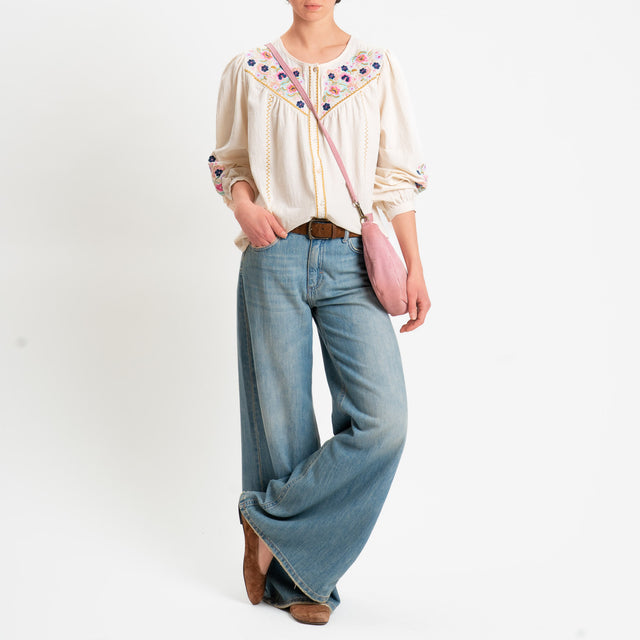 Souvenir-Camicia con ricami - burro