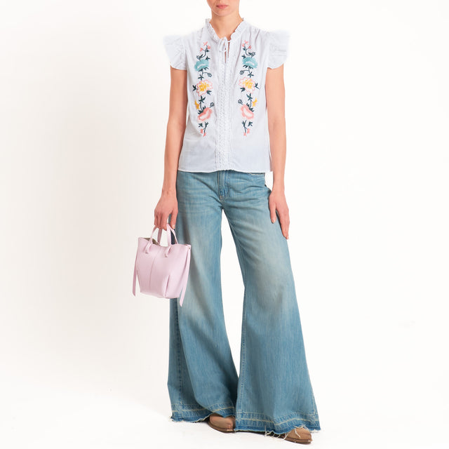 Souvenir-Blusa rouches con ricami - bianco