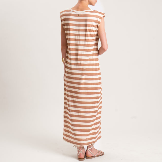 Souvenir-Abito righe in jersey con spalline - latte/biscotto