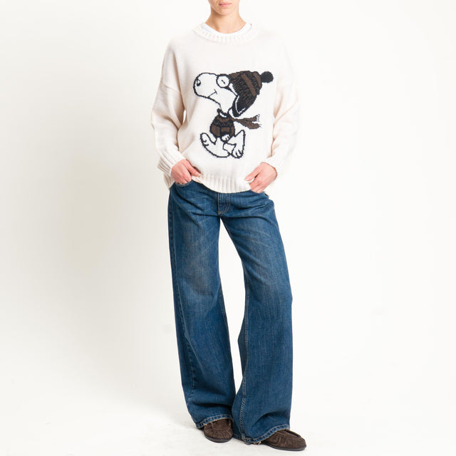 Souvenir-Maglia SNOOPY misto lana - panna