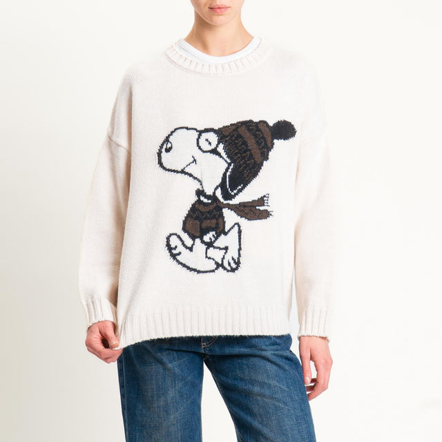 Souvenir-Maglia SNOOPY misto lana - panna