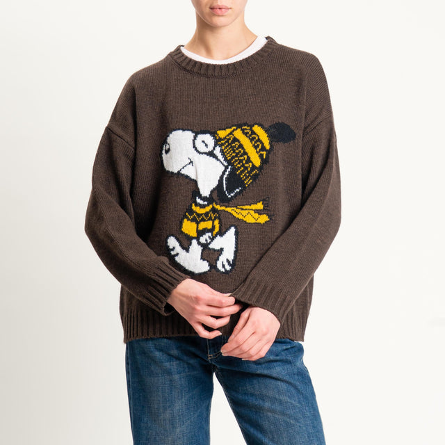 Souvenir-Maglia SNOOPY misto lana - moro