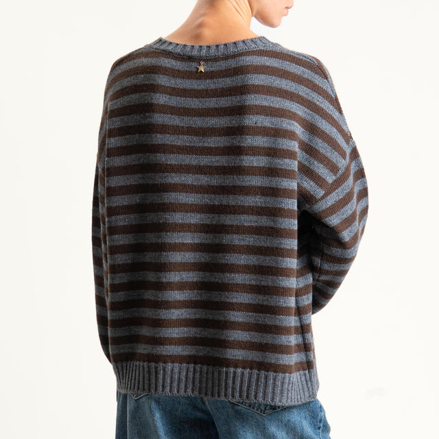 Souvenir-Maglia righe SNOOPY misto alpaca - antracite/moro