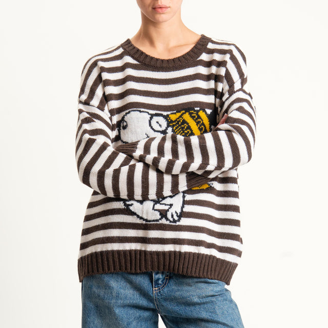 Souvenir-Maglia righe SNOOPY misto alpaca - moro/burro