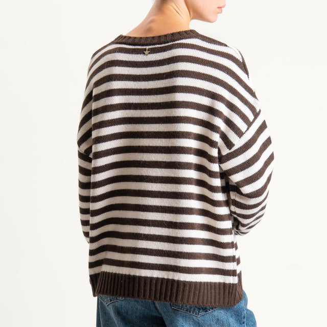 Souvenir-Maglia righe SNOOPY misto alpaca - moro/burro