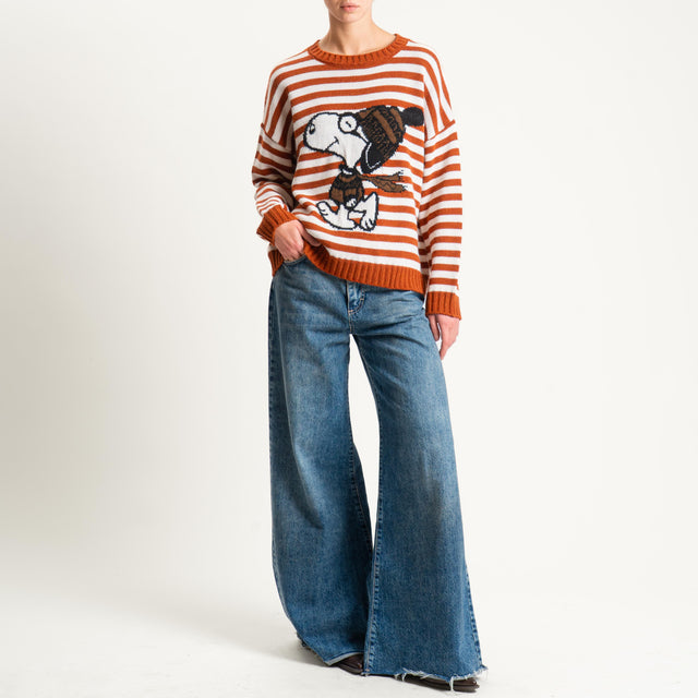 Souvenir-Maglia righe SNOOPY misto alpaca - coccio/burro