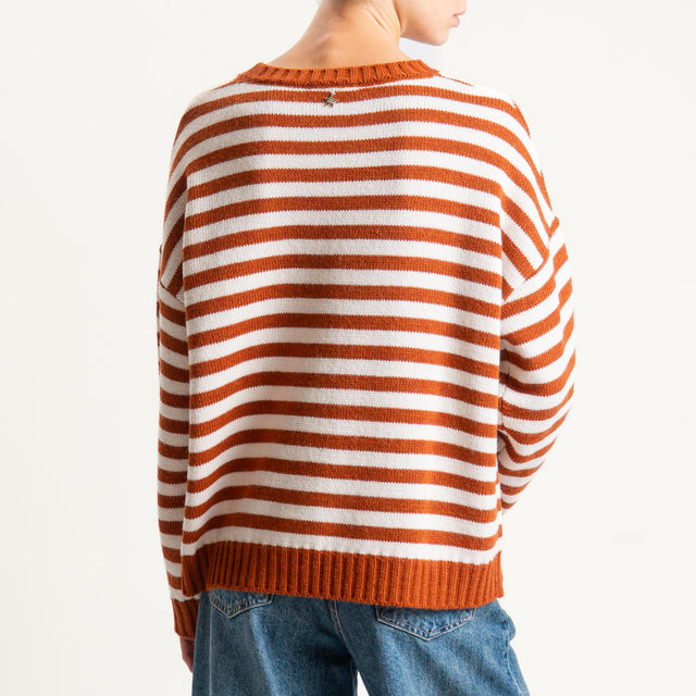 Souvenir-Maglia righe SNOOPY misto alpaca - coccio/burro