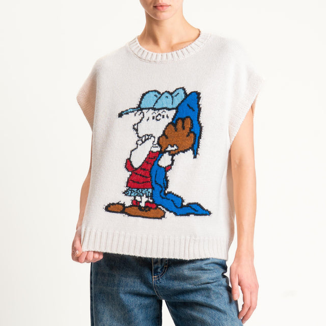Souvenir- Maglia Charlie Brown misto alpaca - panna