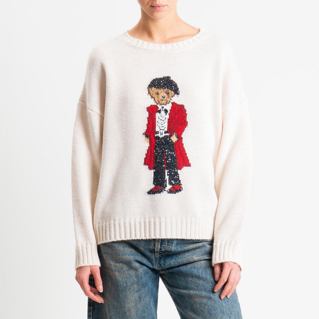 Souvenir-Maglia orsetto paillettes - panna