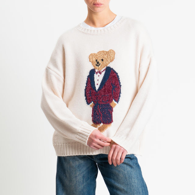 Souvenir-Maglia orsetto misto alpaca - panna