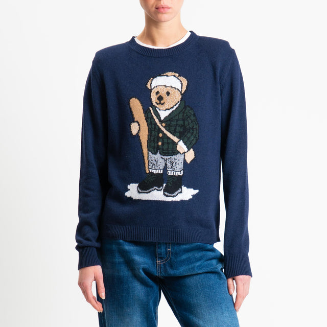 Souvenir-Maglia orsetto con spalline misto cashmer - Blu