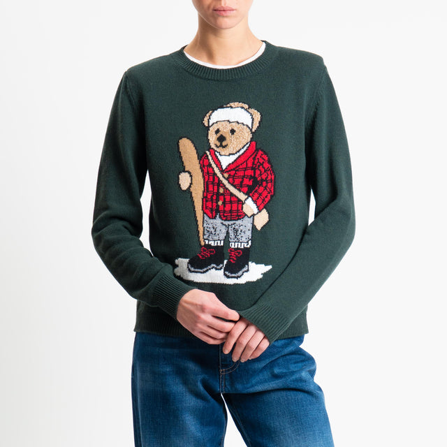 Souvenir-Maglia orsetto con spalline misto cashmere - verde