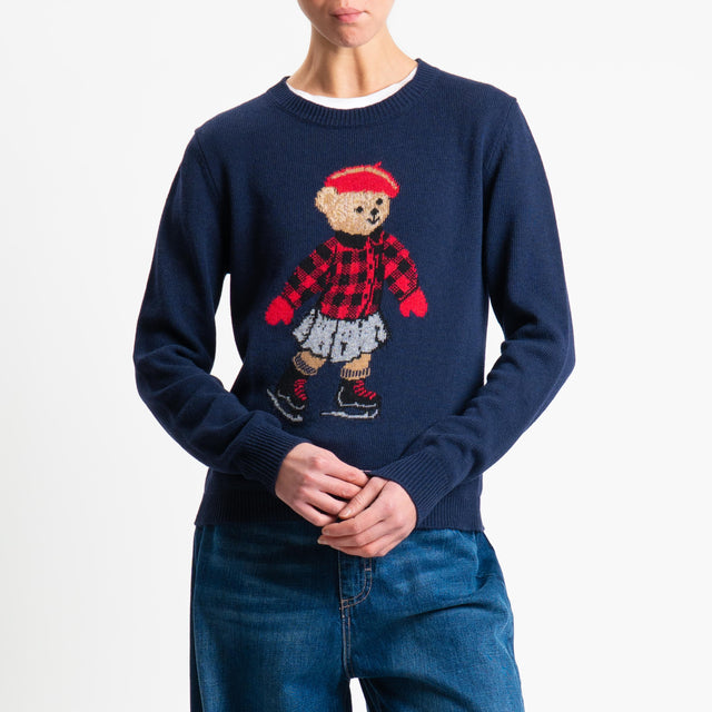 Souvenir-Maglia orsetto misto cashmere - Blu