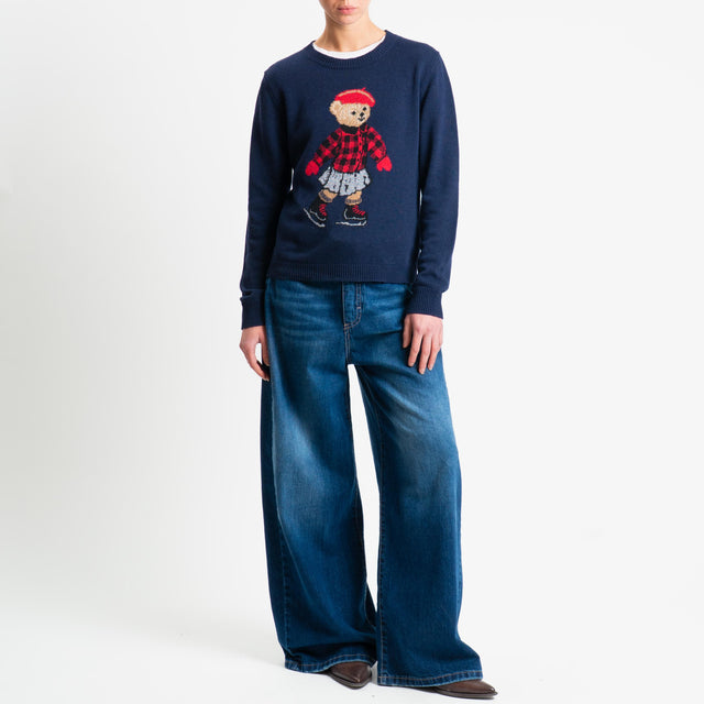 Souvenir-Maglia orsetto misto cashmere - Blu